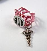 Pink Lace ID ring cuff caduceus